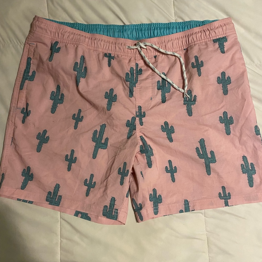 Good fellow Pink Cactus print swim trunks mens XL bathing suit bottoms shorts
